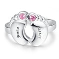 thumbnail image 3 of Personalized Promise Rings 2 Simulated Birthstones Name Rings for Couples Mothers Name Rings for Women, 3 of 5