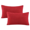 thumbnail image 4 of Fluffy Corduroy Velvet Solid Color Suqare Cusion Accent Decorative Throw Pillow for Couch, 12" x 20", Red, 2 Pack, 4 of 6