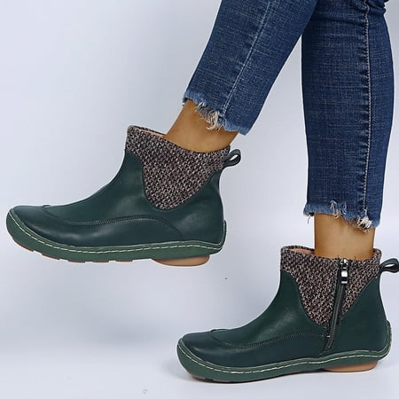 

Njoeus Shoes Women S Boots Women Boots Retro Flat Bottom Shoes Casual Boots Plus Size Slip On Zipper Shoes Womens Boots Clearance Sale