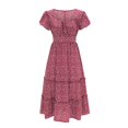 thumbnail image 3 of WILLBEST Vestido De Verano Para Mujer, Moderno Vestido De Color Liso Con Cuello Cuadrado Y Mangas Abullonadas Con Estampado Floral Para Damas, 3 of 3