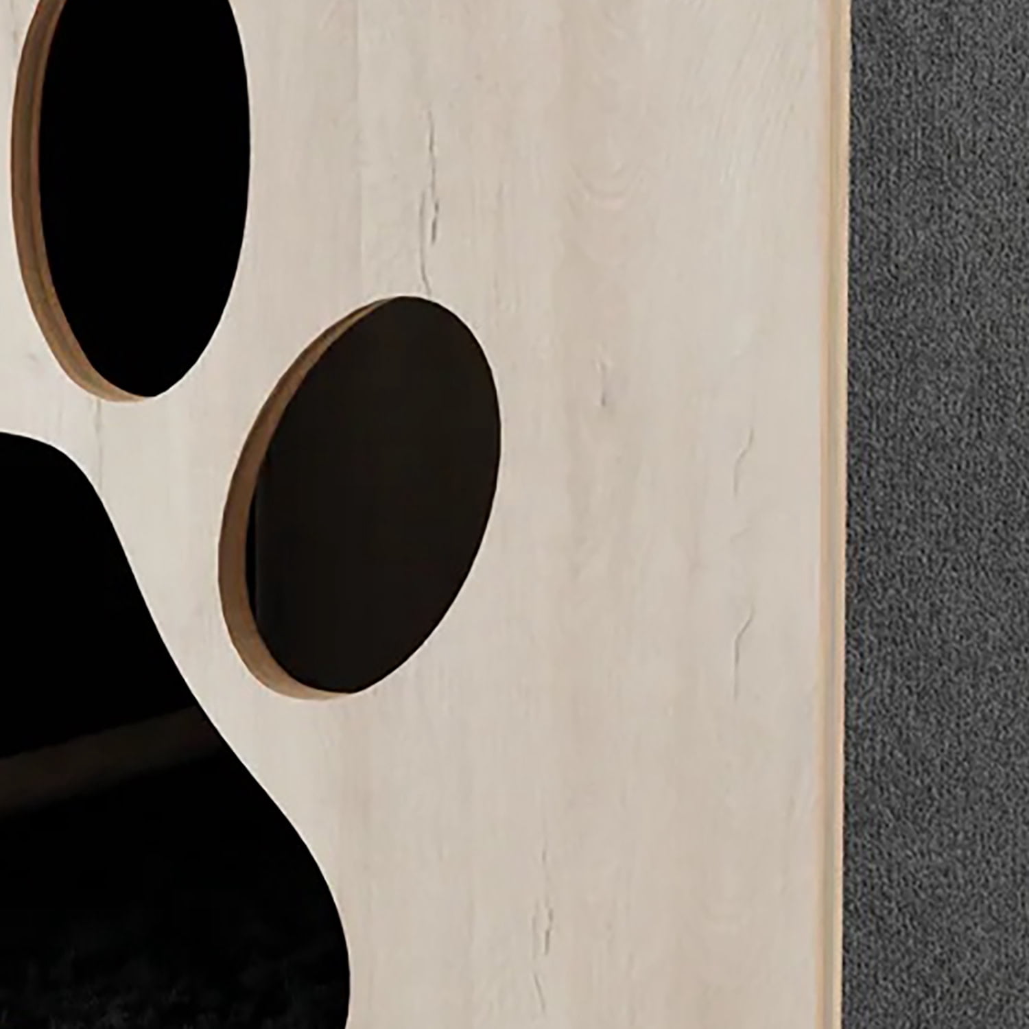 Noba: Origin Hut Hideout - Paw Print, Gray - Cat-Pet-Kitten House, 20 x 16" Wooden Lounge, Scratchable Carpet Sides, Animal Refuge, Climb-Play-Sleep