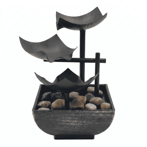XIBUFE Black Tabletop Fountain 7.87" H,3-Tier Waterfall for Desk Tabletop Water Fountain
