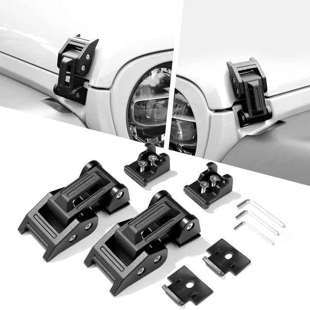 Cierres de capó de aluminio SEVEN SPARTA para Jeep Wrangler JK/JKU 2007-2017, JL/JLU 2018-2022 y Gladiator 2020-2022