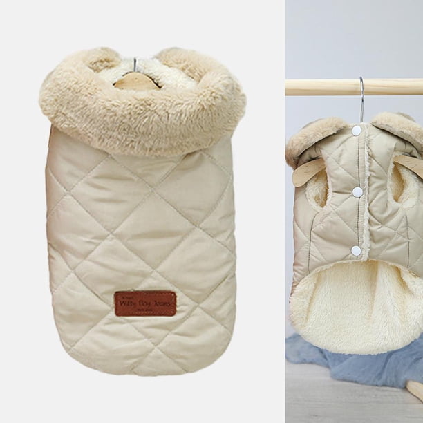 Chaleco Acolchado Cálido Chaqueta para Perros Colco Ropa para Mascotas Pequeña Impermeable Beige L