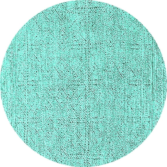 Ahgly Company Indoor Round Solid Turquoise Blue Modern Area Rugs, 6' Round