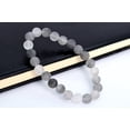 thumbnail image 2 of Natural Gray Crystal Quartz 8mm Round Shape Smooth Cut Beads Stretchable Bracelet for Men & Women., 2 of 3