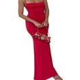 thumbnail image 3 of Women Summer Spaghetti Straps Square Neck Sleeveless Tight Fitted Long Bodycon Dress, 3 of 8