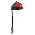thumbnail image 2 of Gorra oriental china Baoblaze con Ponytail Negro + rojo, 2 of 7