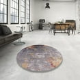 thumbnail image 3 of Ahgly Company Tapis d'Intérieur Carré Mid-Century Moderne Kaki Rose Zone Orientale Rose, 8' Carré, 3 of 6
