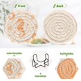 thumbnail image 4 of Yayeee 6 PCS Drink Coasters with Holder Set Woven Absorbent Round Tabletop Hot Pad, White Seahorse, 4 of 7