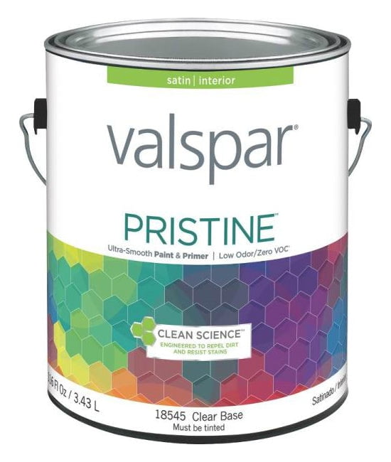 4PC Valspar Valspar 18545 Pristine Interior Latex Satin Paint, Clear