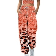 Sweatpants Women Ladies Boho Floral Print Bottoms Butterfly Printed Loose Fit Sweatpants Straight Leg Holiday Jogger Pant Sweatpants for Teen Girls
