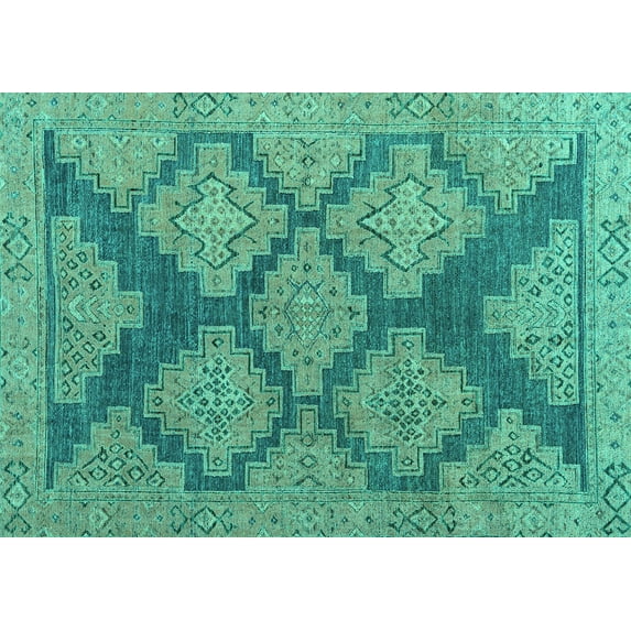 Ahgly Company Indoor Rectangle Abstract Turquoise Blue Modern Area Rugs, 2' x 5'