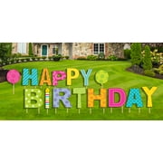 Happy Birthday Yard Sign, 15 pcs, Stakes Included, Outdoor Party Lawn Decoration or Indoor Wall Display