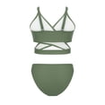 thumbnail image 6 of YiZYiF Kids Girls 3 Piece Athletic Tankini Swimsuit Bikini Bra Top with Briefs and Shorts Swim Set Army Green 10-11Y, 6 of 7