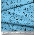 thumbnail image 2 of Soimoi Blue Poly Georgette Fabric Peace On Earth Text Decor Fabric Printed Yard 42 Inch Wide, 2 of 3
