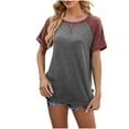 thumbnail image 4 of Giftesty Womens T-Shirts Loose Blouse Clearance Womens Fashion Print Tops Short Sleeve Out Blouse Funny Round Neck T-Shirt Tops, 4 of 6