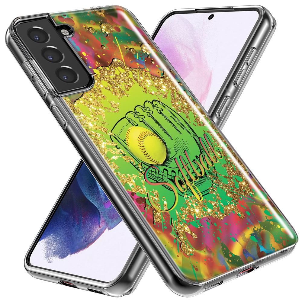 thumbnail image 2 of MUNDAZE Samsung Galaxy Note 9 Shockproof Clear Hybrid Protective Phone Case Love Softball Girls Glove Green Tie Dye Swirl Paint Cover, 2 of 5