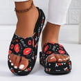 thumbnail image 4 of Bmisegm Ladies Summer Casual Colourful Printed Thick Bottom Outer Wear Beach Large Size Sandal Slippers Womens Sandals Summer Red 7, 4 of 4