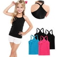 thumbnail image 6 of AHTJRT 4 Pack Girls Tank Tops Slim Fit Cross Racerbacks Camisole Lightweight Breathable Beach Vacation Vest Sleeveless Tops Hot Pink#05 6 Years, 6 of 6