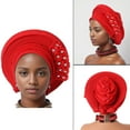 thumbnail image 2 of Exaggeration Turban Hat Nigerian Bonnet Hat Flower Turban for African Wedding, 2 of 8