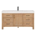 thumbnail image 2 of Leon 60" Bathroom Vanity in Fir Wood Brown with Composite top in Lightning White, 2 of 16