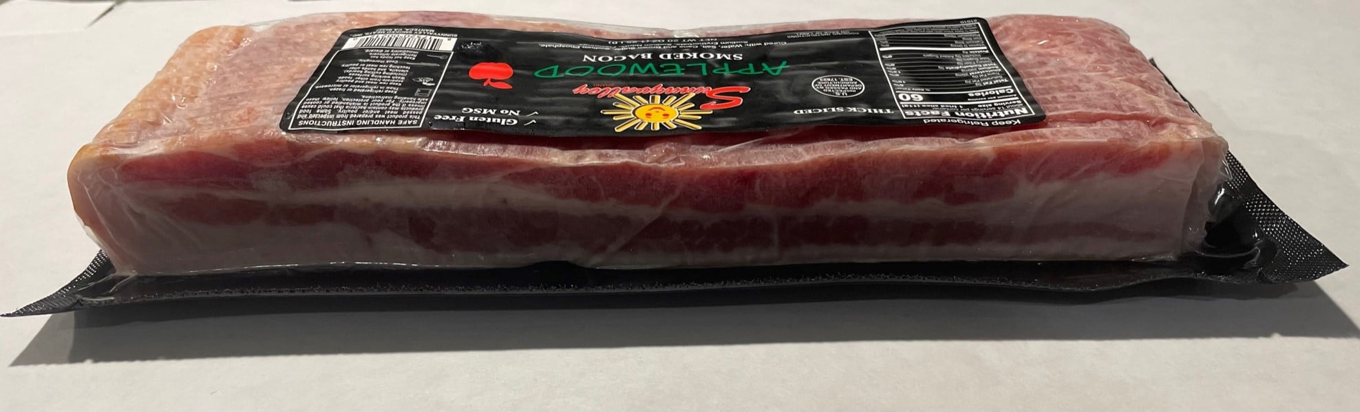 Sunnyvalley Fresh Applewood Smoked Bacon, 20 oz, Vacuum Sealed in Plastic, Ready to Cook