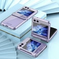 thumbnail image 6 of Dteck for Samsung Galaxy Z Flip 3 Case with Hinge Protection, Luxury Plating Frame Electroplate Transparent Clear Shockproof Protective Case for Samsung Galaxy Z Flip3 5G,Purple, 6 of 7