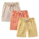 thumbnail image 2 of Odeerbi 2-10 Años Niños Niñas 3 Pcs Verano Algodón Lino Pantalones Cortos Entrenamiento Deportivos Cortos Lindo Color Sólido Pantalones Cortos Suaves Respirables, 2 of 9