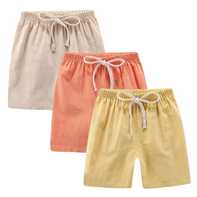 fatyb Garçons Filles Short Décontracté à Enfiler Taille Élastique Short d'Été Enfants Short Léger Lot de 3