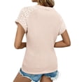 thumbnail image 5 of UVN Summer Blouses for Women Short Sleeve Crewneck Dressy Shirts Ladies Casual Waffle Knit Hollow Out Tunic Tops, 5 of 9