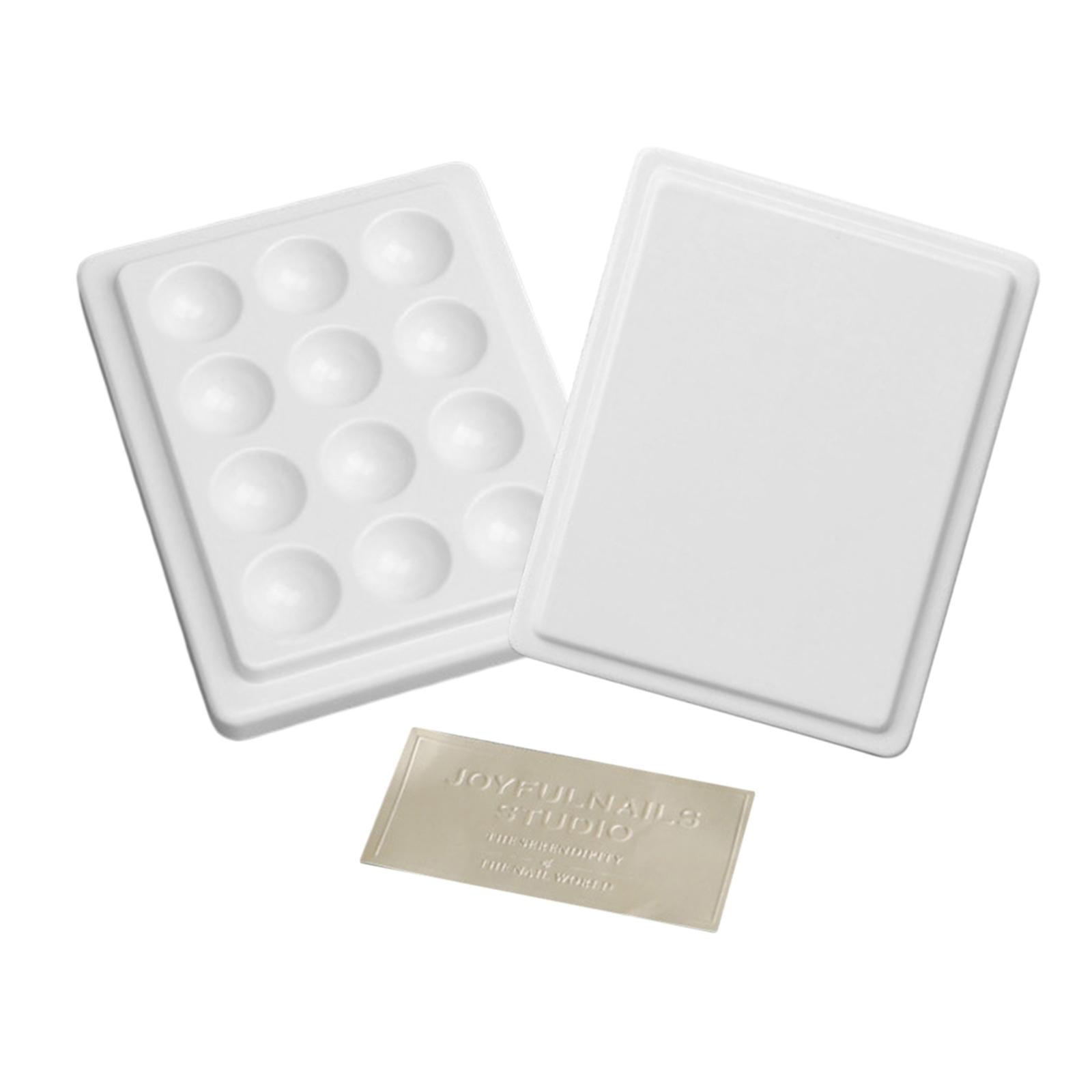 Milageto 2X 12-Well Ceramic Watercolor Paint Palette Mixing Palette with Lid Washable