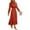 Orange #75, variant on WULMLEO Women's 2025 Spring Fall Midi Dress Casual Long Sleeve V Neck Dot Pleated A Line Flowy Dresses Royal Blue S