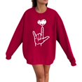 thumbnail image 2 of Uuszgmr Women Sweatshirts Trend 2024 Comfortable Casual Valentine Day Simple Love Printed Round Neck Long Sleeve Hoodless Top Couple Matching Tops ,Size:L, 2 of 3