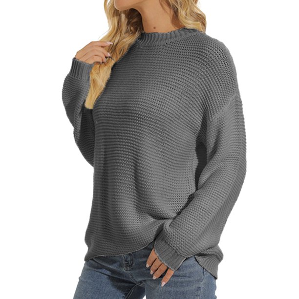 Suéter de invierno de punto Gibobby personalizado de fábrica 2023 con cuello redondo y manga larga Gris M
