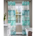 thumbnail image 4 of Teal Coastal Beach Sheer Curtains 63 Inch Length 2 Panels Set for Living Room/Bedroom, Nautical Starfish Coral Vintage Wooden Kitchen Curtains Grommet Semi-Sheer Curtains Window Treatments 42"x63"x2, 4 of 7