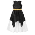 thumbnail image 4 of Haitryli Kids Girls Liturgical Praise Dance Dress Full Length Worship Costume Lyrical Dancewear Black 6, 4 of 5