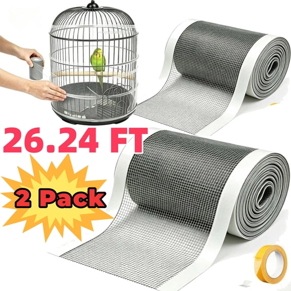 Bird Cage Seed Catcher, Breathable Cuttable Bird Cage Net Mesh for Cages, 26.24 FT, 2PCS