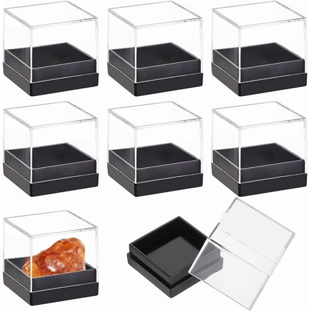 12 Pcs Mineral Sample Case 1.65x1.65x1.28 Inch Clear Display Case Cube Display Box