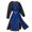 Blue, variant on Medieval Knight Tunic, Men's Long Sleeve Robe with High Slits & Belt for Halloween & Renaissance Fair, Templar Viking Costume Top, 1 PC Dark Blue M