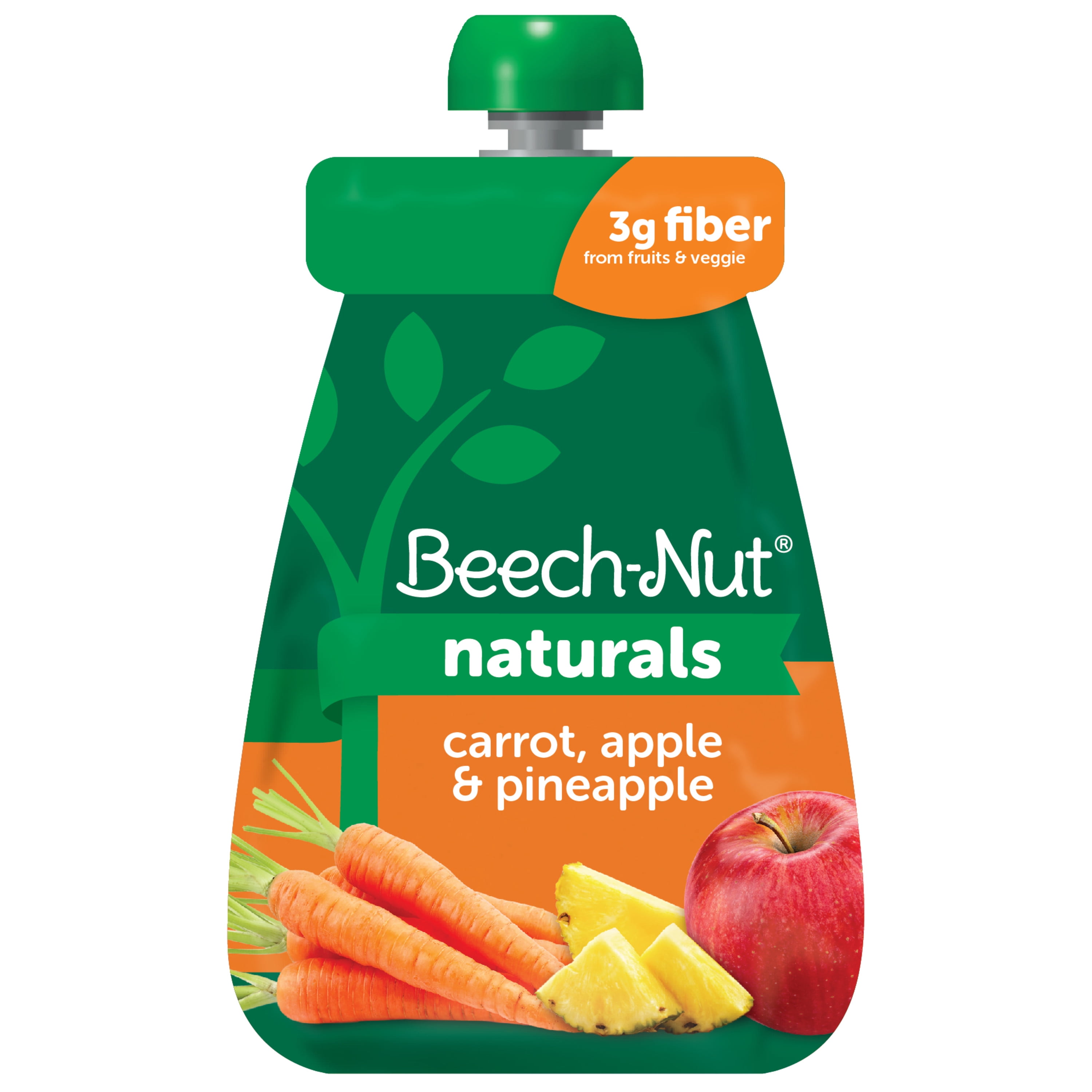 Beech-Nut Naturals Non-GMO Stage 2 Baby Food, Carrot Apple & Pineapple, 3.5 oz Pouch