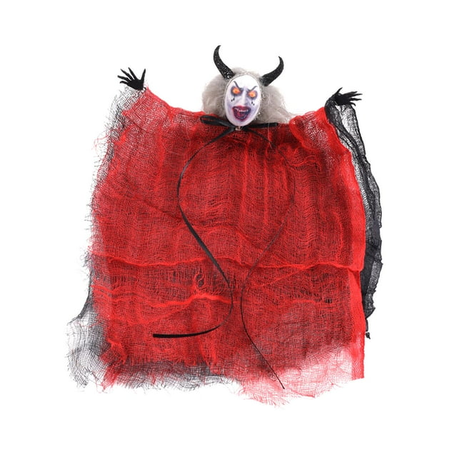 Colgante decorativo de muñeca de colgante de Halloween, adorno multifuncional, colgante de fantasma, decoración aterradora para patio, interior, Rojo