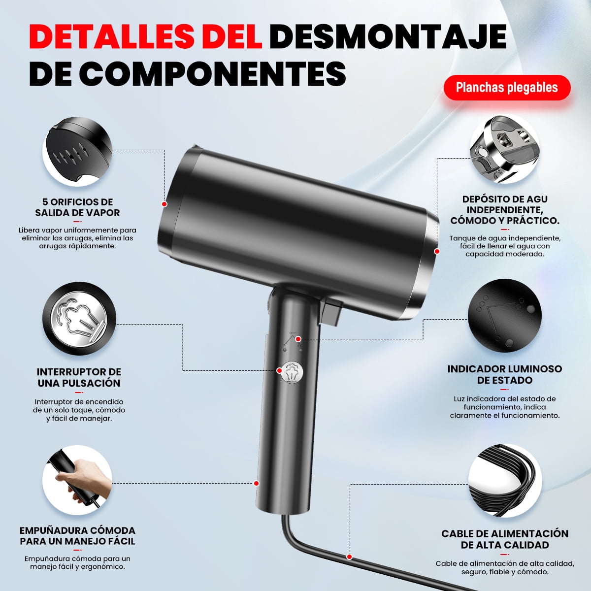Electric Hanging Handheld Garment Steamer for Clothes, Travel Home Portable Handheld Design, Strong Penetrating Steam