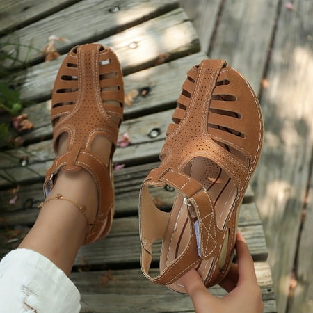 

Woman Summer Sandals Vintage Weave Comfort Flat Sandals Casual Wedges Sandals Shoes