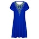 thumbnail image 5 of Puntoco Vestido De Cuello Redondo De Manga Corta Suelto Casual Estampado Estilo Étnico De Verano Para Mujer Azul L,Regalos Para Mujer Joven, 5 of 5
