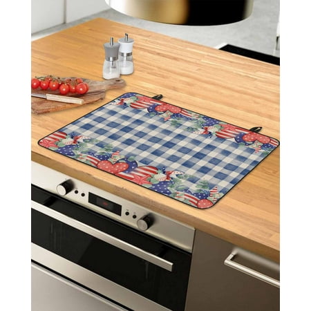 

4th of July Stove Top Covers for Electric Stove Heat Insulation Fireproof Glass Cooktop Cover Counter Top Glass Stove Cover for Prevent Scratches 36 x21 Blue Red Love Heart Star Botanical Plaid