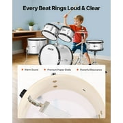 VEVOR Kids Drum Set,5-Piece 16 in Junior Drum Sets, Beginner Drums Set with Adjustable Throne, Cymbal & Two Pairs of Drumsticks, Musical Learning Drums Kit,(Silver)