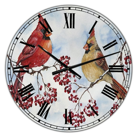 Designart Oversized Blue Analog Round Cottage Modern Wall Clocks, CLM25372-C23