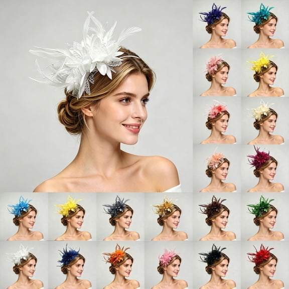 MuXiKeJi Clothes Headband with Feather, Women's Tea Party Hat for , Wedding, Fancy Dress Party