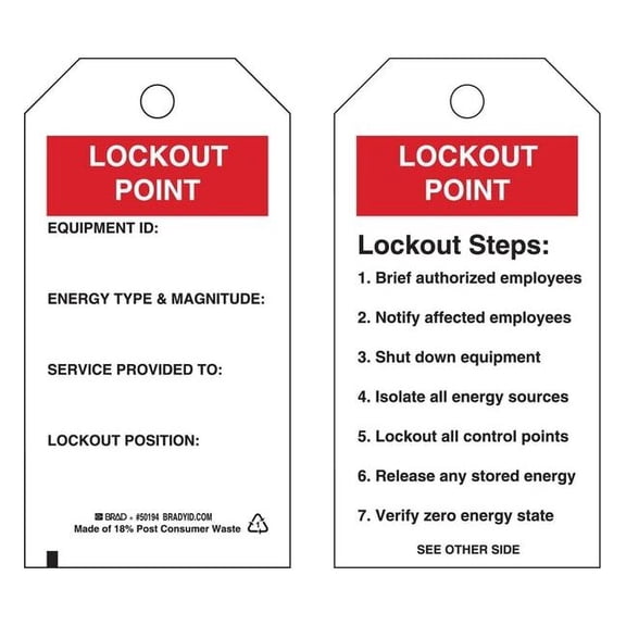 Brady Lockout Tag,5-3/4 x 3 In,OSHA,Met,PK10 50194